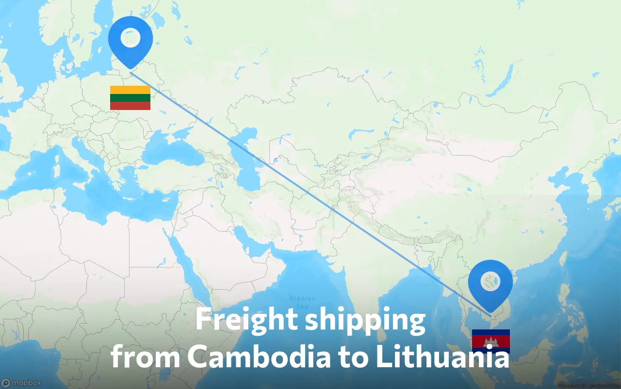 Shipping route from Cambodia to Lithuania