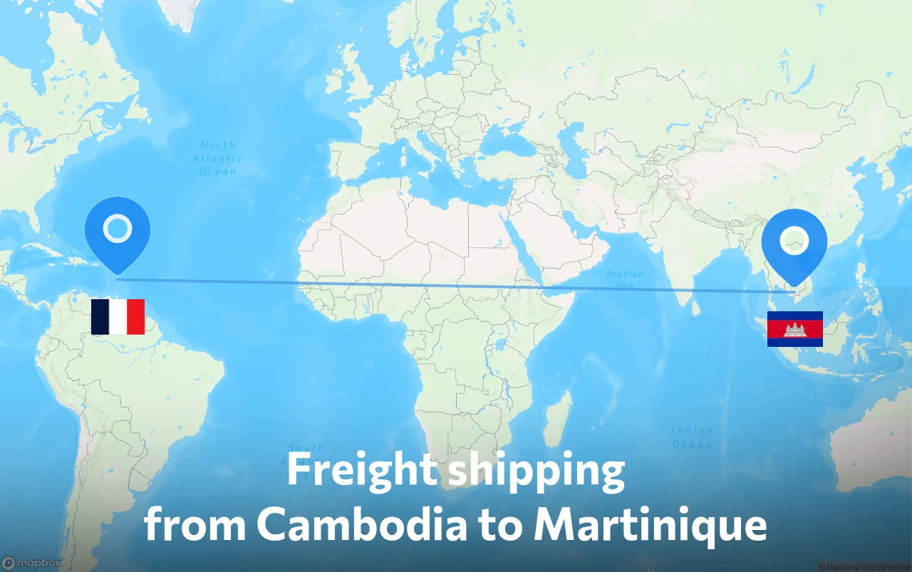 Shipping route from Cambodia to Martinique