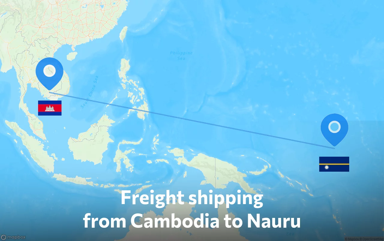 Shipping route from Cambodia to Nauru