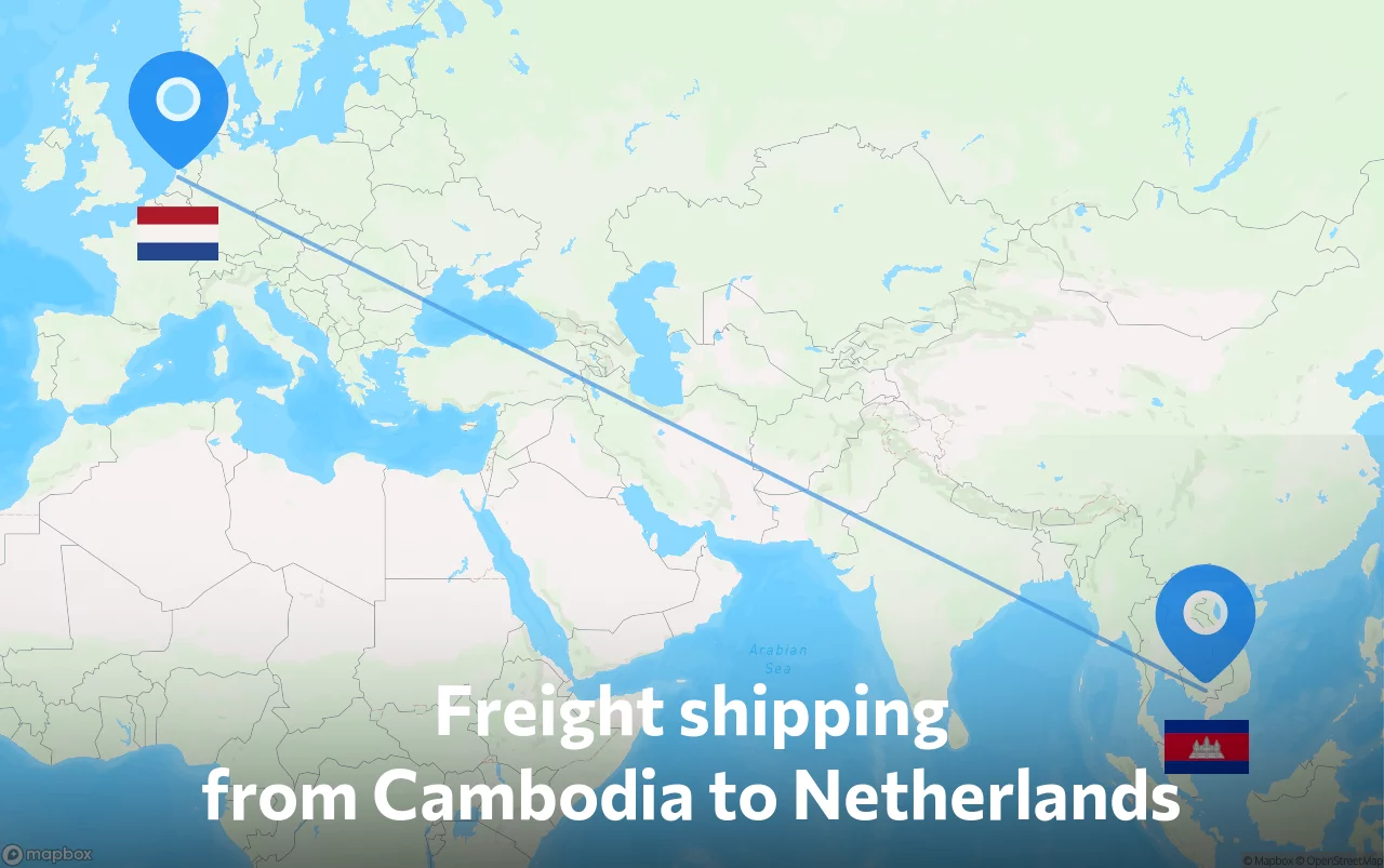 Shipping route from Cambodia to Netherlands