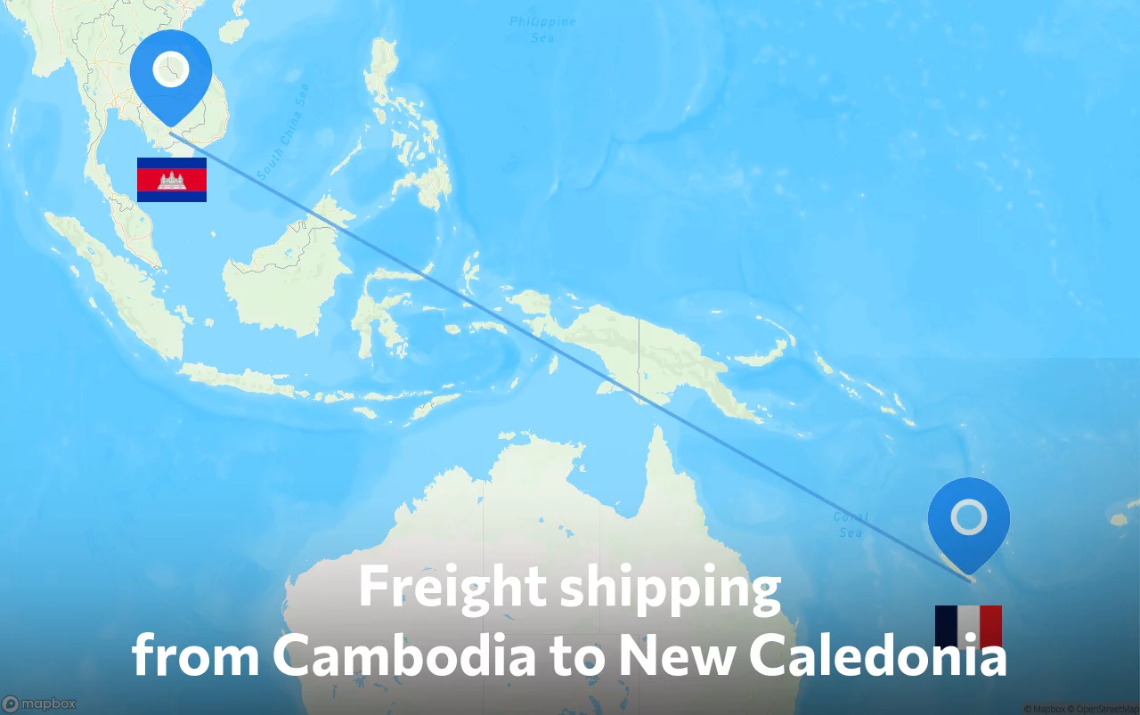 Shipping route from Cambodia to New Caledonia