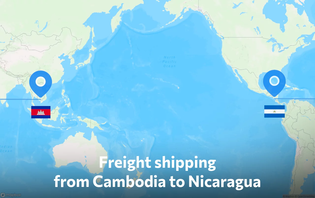 Shipping route from Cambodia to Nicaragua