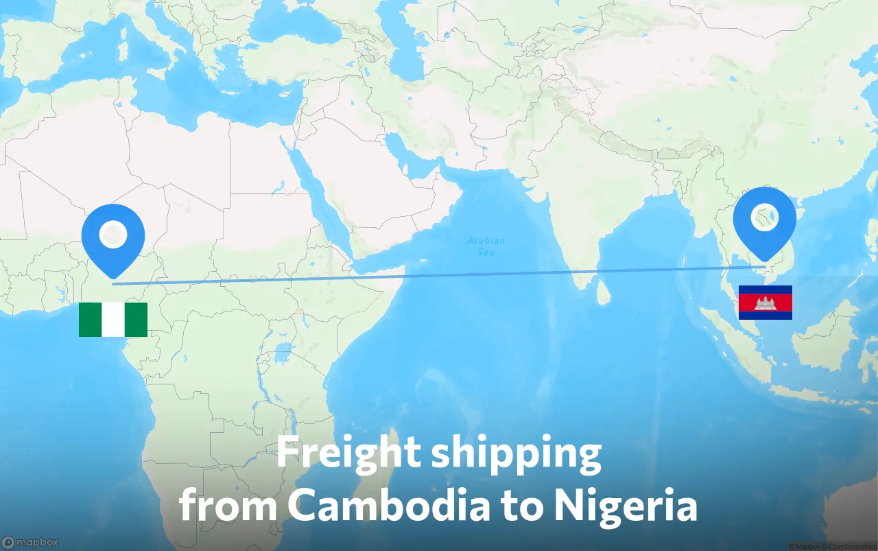Shipping route from Cambodia to Nigeria