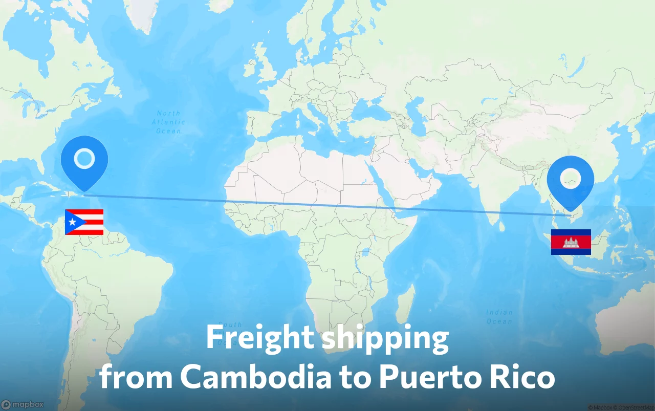 Shipping route from Cambodia to Puerto Rico