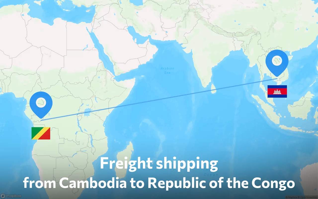 Shipping route from Cambodia to Republic of the Congo