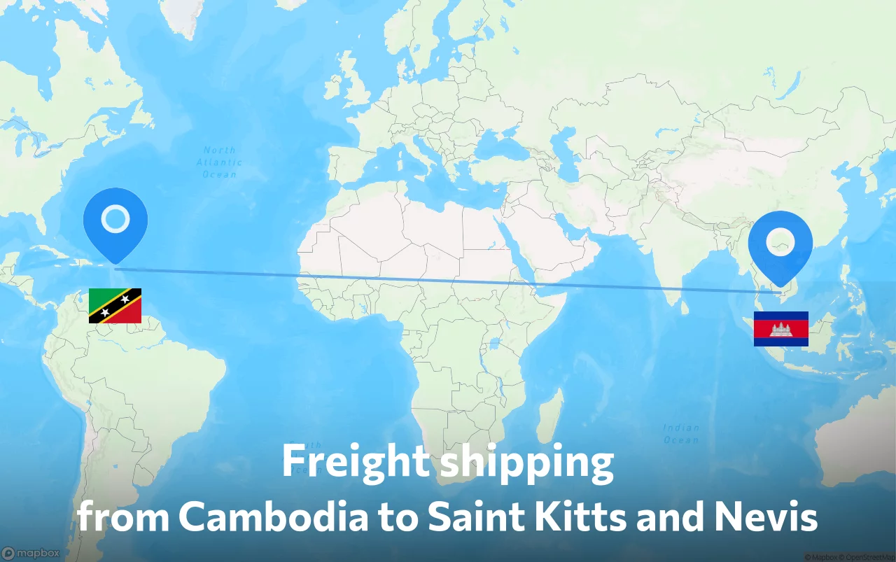 Shipping route from Cambodia to Saint Kitts and Nevis