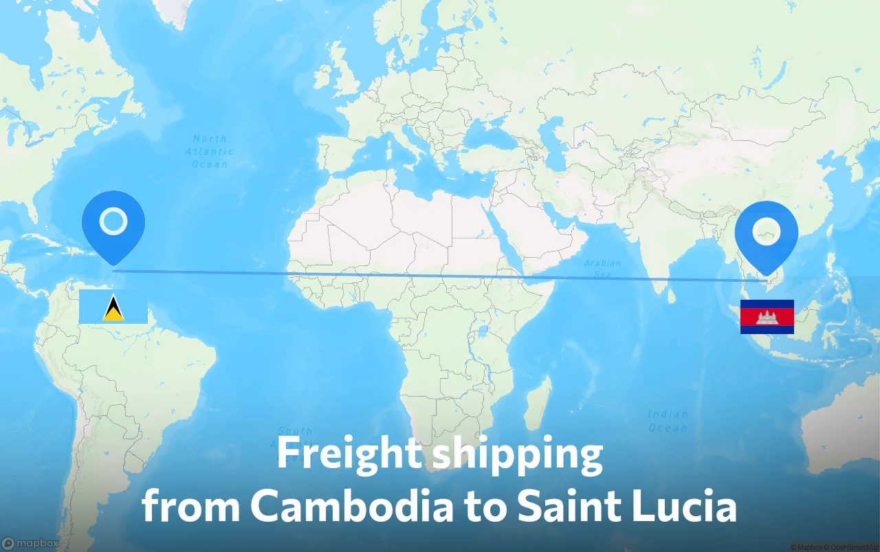 Shipping route from Cambodia to Saint Lucia
