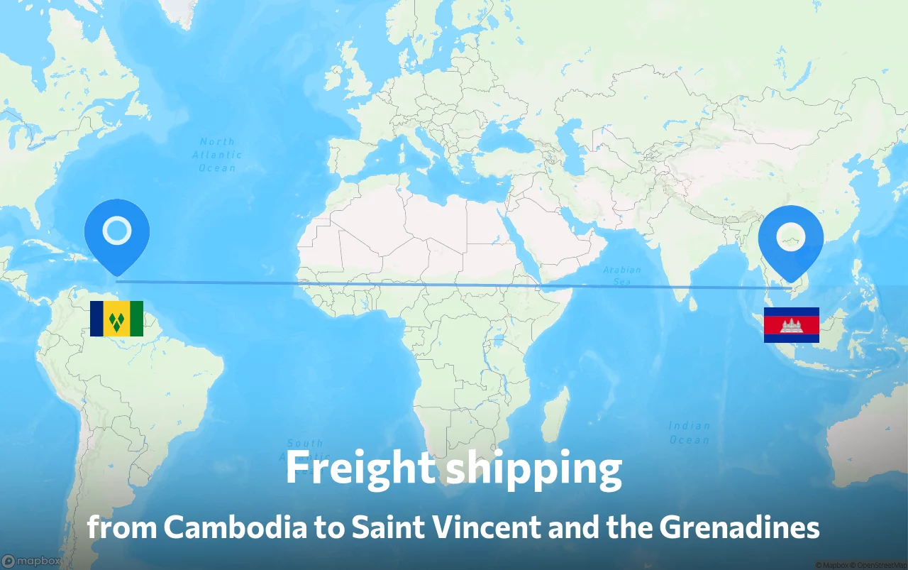 Shipping route from Cambodia to Saint Vincent and the Grenadines