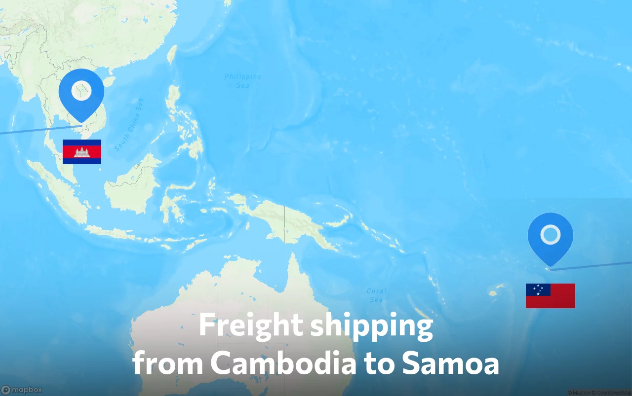 Shipping route from Cambodia to Samoa