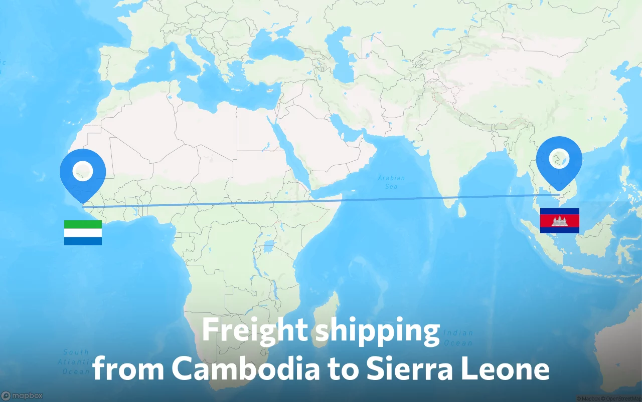 Shipping route from Cambodia to Sierra Leone