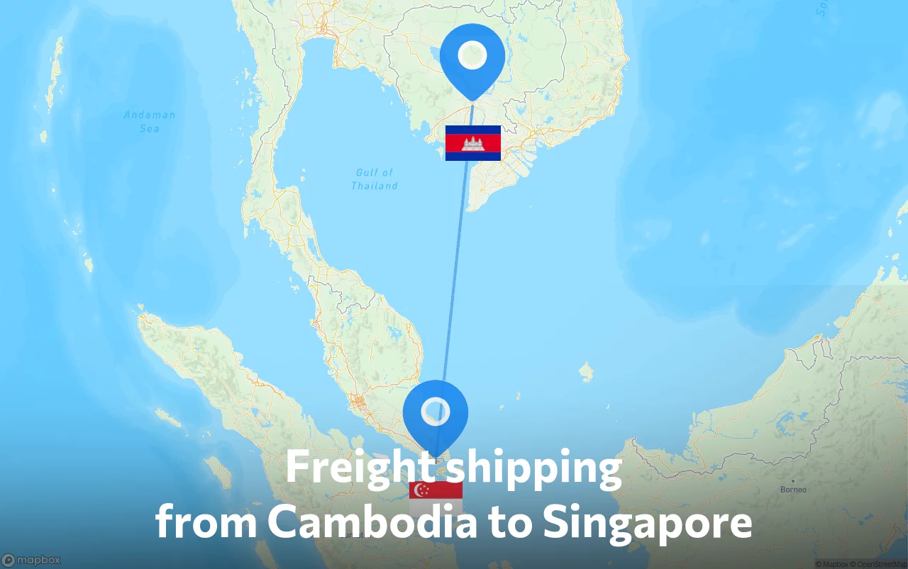 Shipping route from Cambodia to Singapore