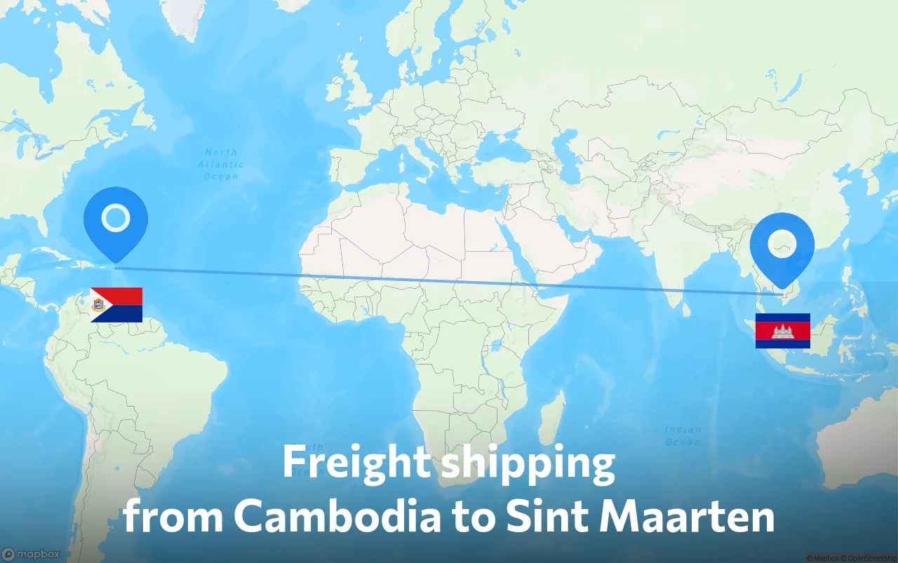 Shipping route from Cambodia to Sint Maarten
