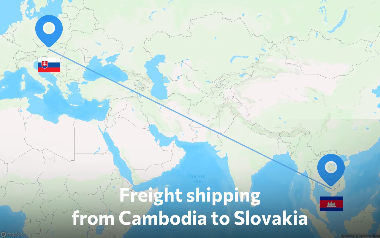 Shipping route from Cambodia to Slovakia