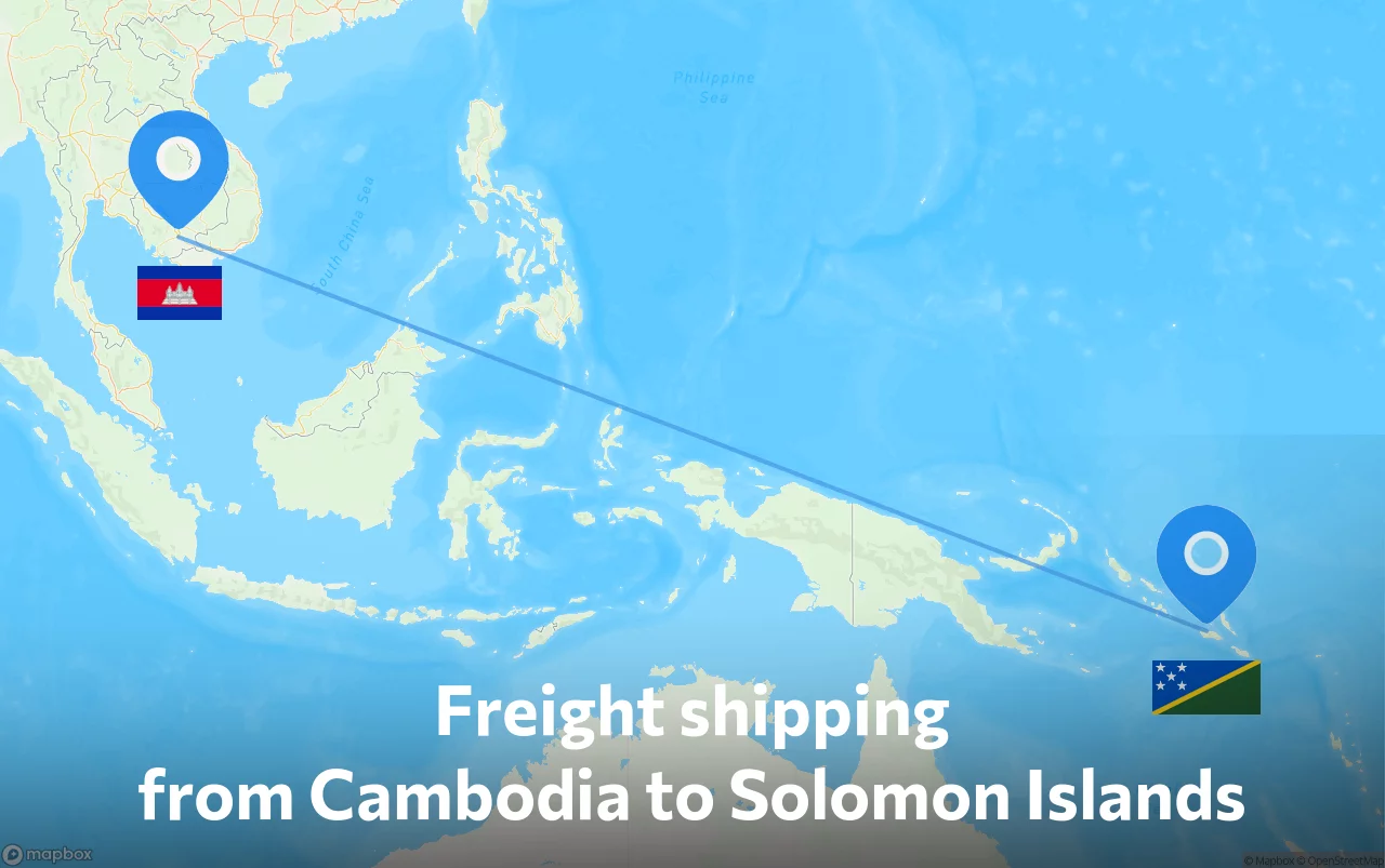 Shipping route from Cambodia to Solomon Islands