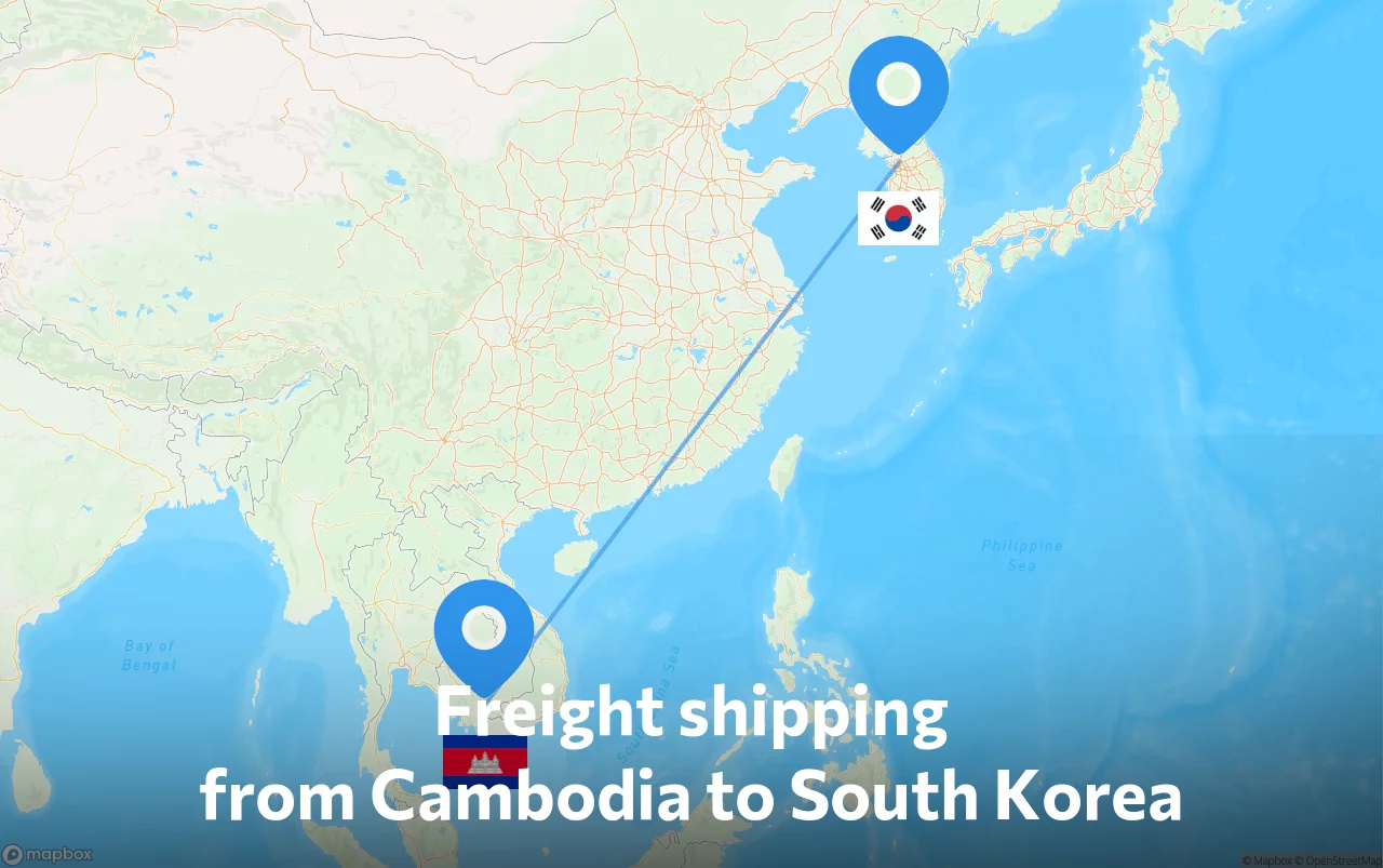 Shipping route from Cambodia to South Korea