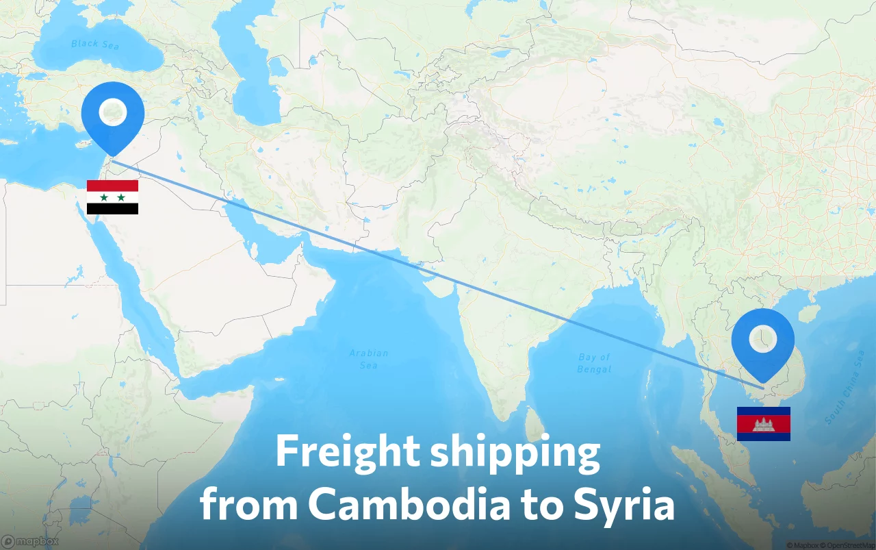 Shipping route from Cambodia to Syria