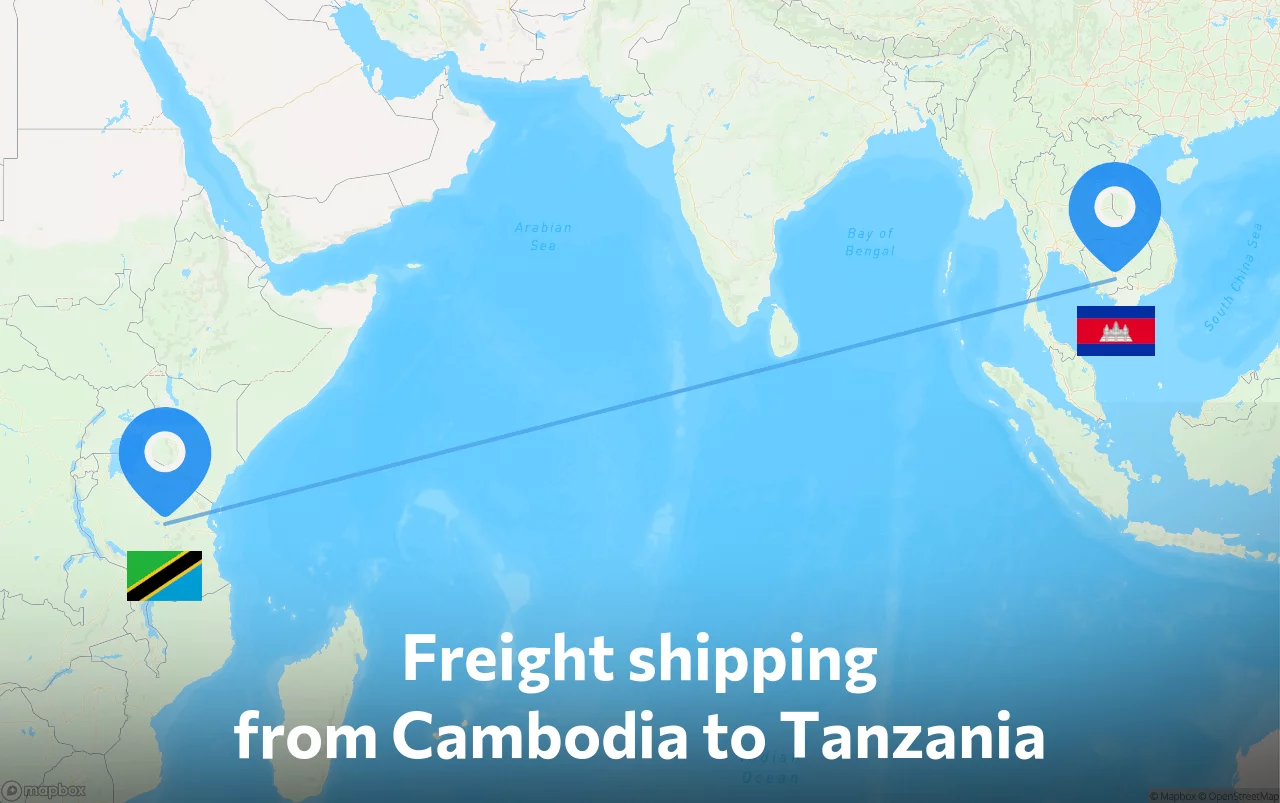 Shipping route from Cambodia to Tanzania