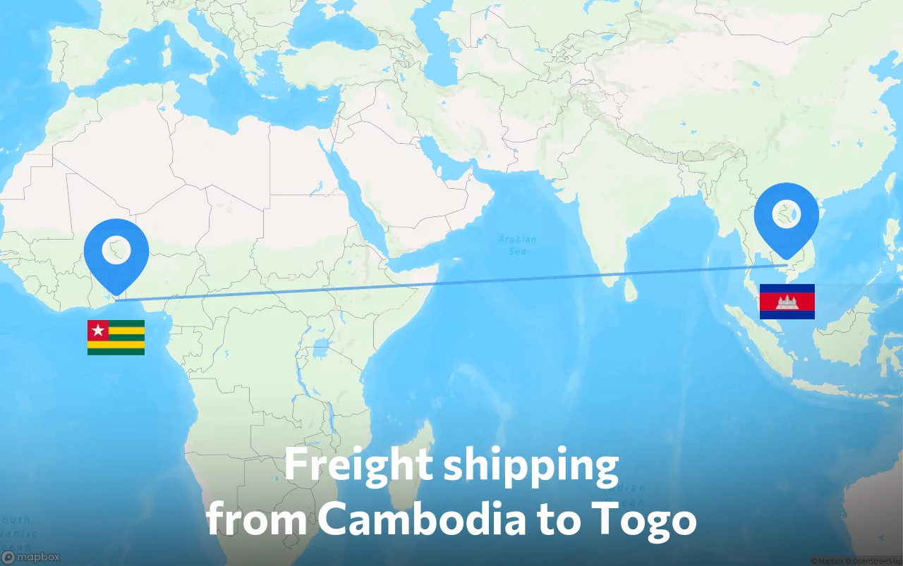 Shipping route from Cambodia to Togo
