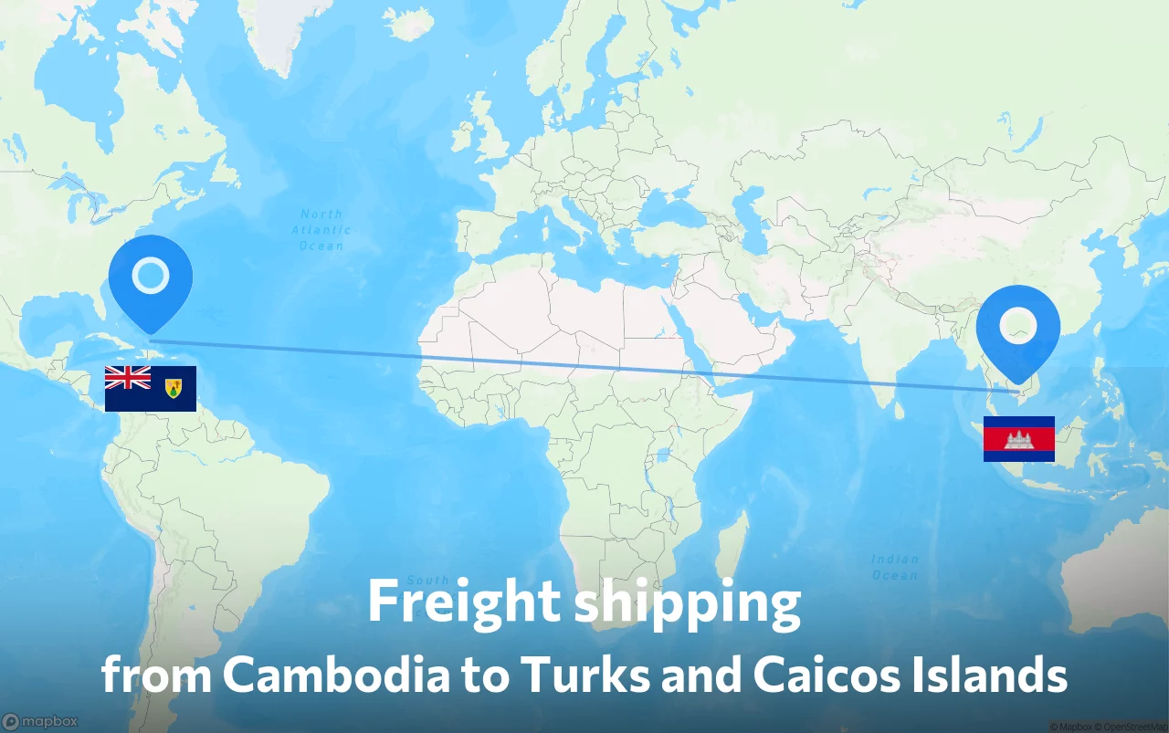 Shipping route from Cambodia to Turks and Caicos Islands