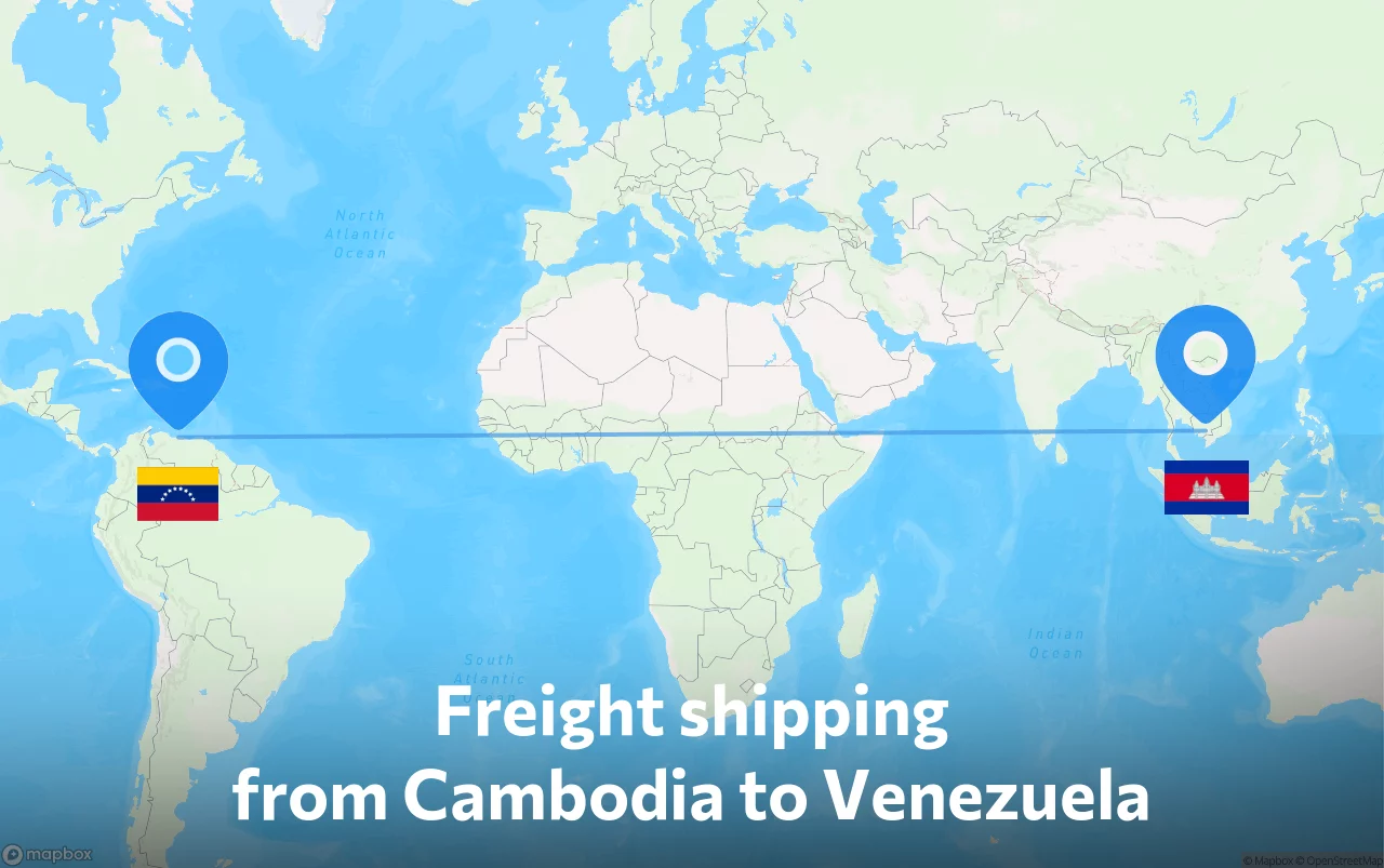 Shipping route from Cambodia to Venezuela
