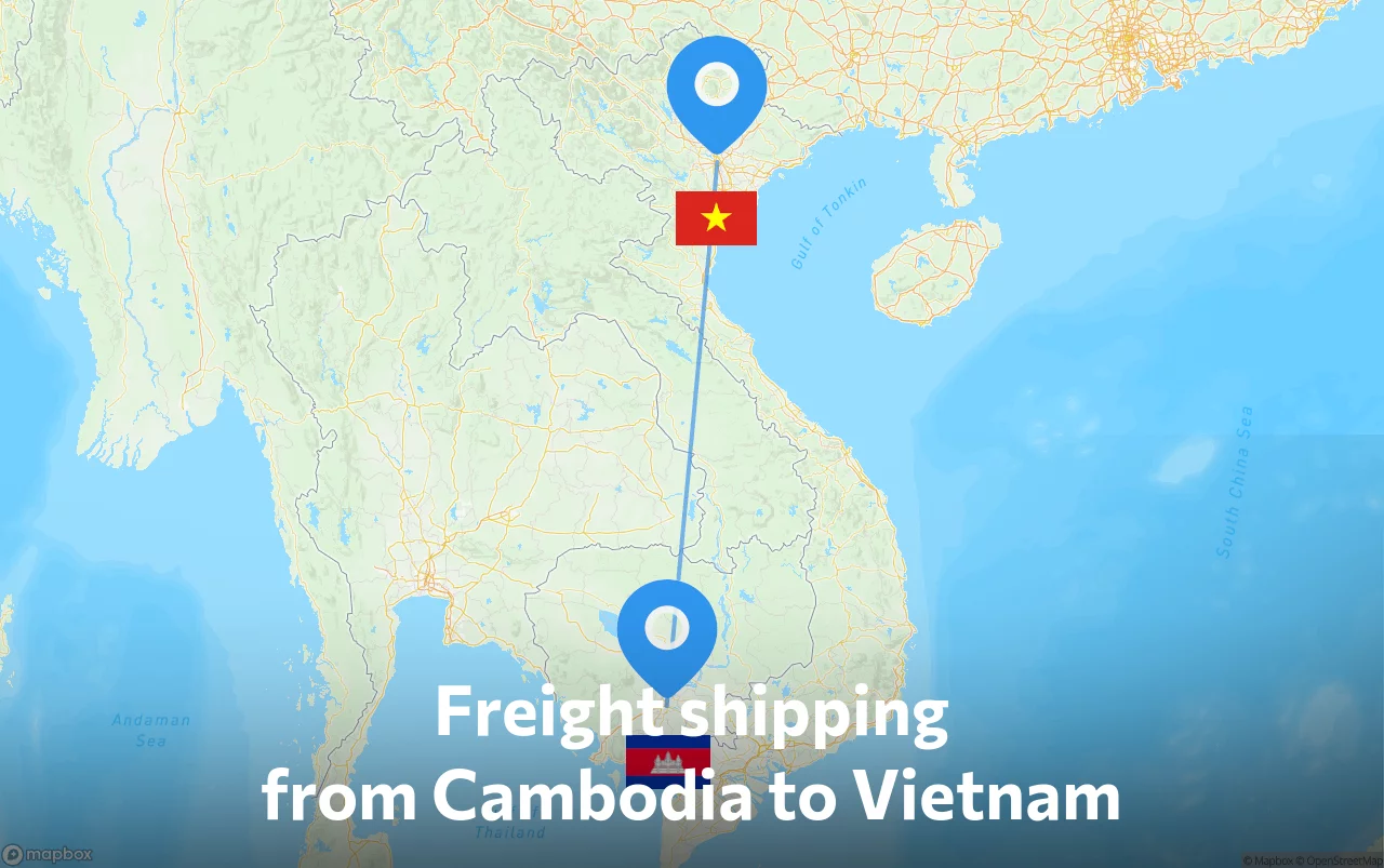 Shipping route from Cambodia to Vietnam
