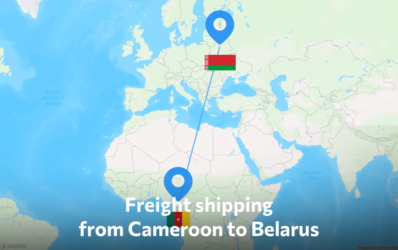 Shipping route from Cameroon to Belarus