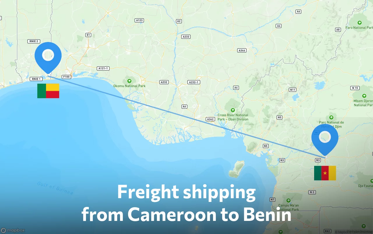 Shipping route from Cameroon to Benin