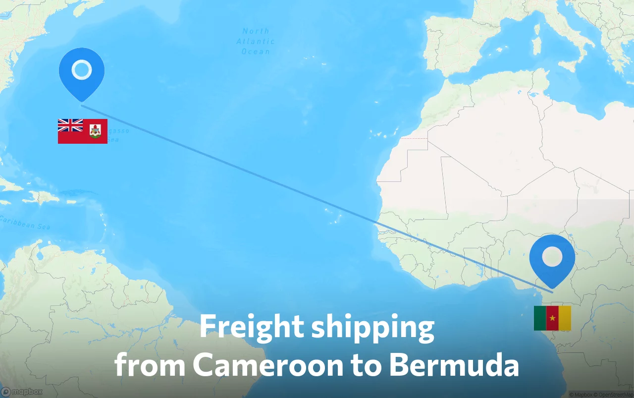 Shipping route from Cameroon to Bermuda