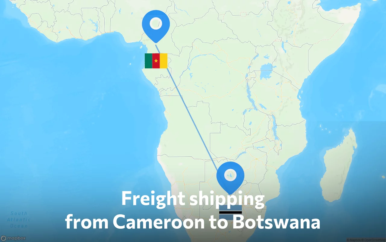 Shipping route from Cameroon to Botswana