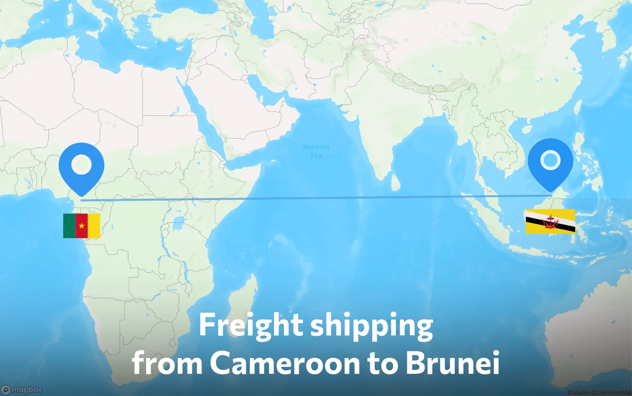 Shipping route from Cameroon to Brunei