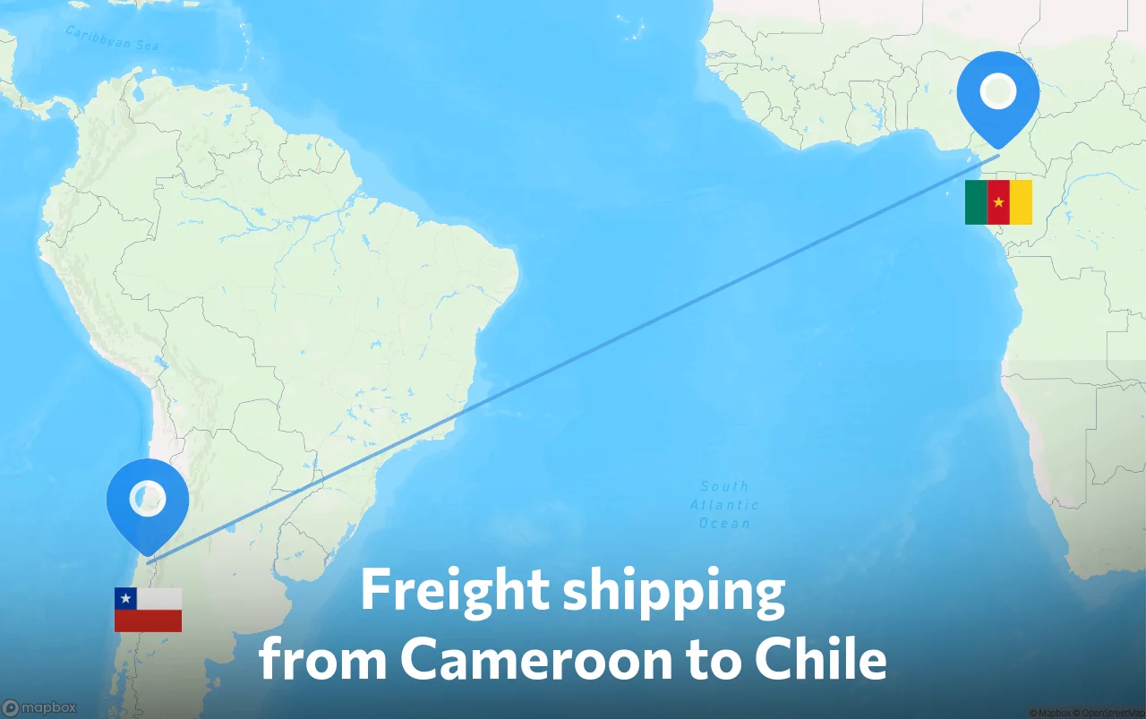Shipping route from Cameroon to Chile
