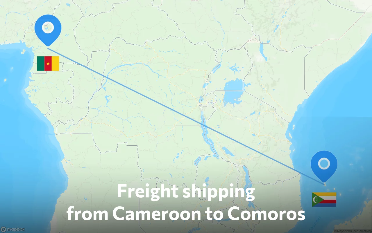 Shipping route from Cameroon to Comoros