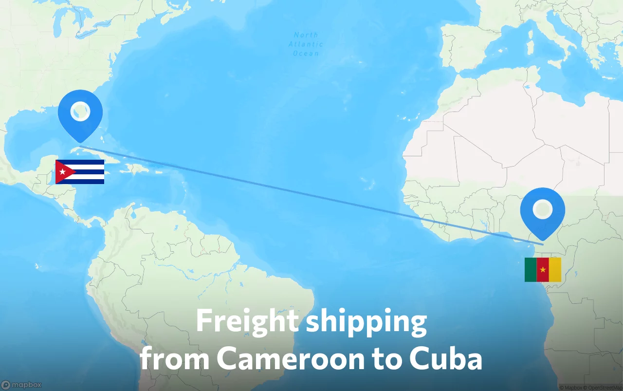 Shipping route from Cameroon to Cuba