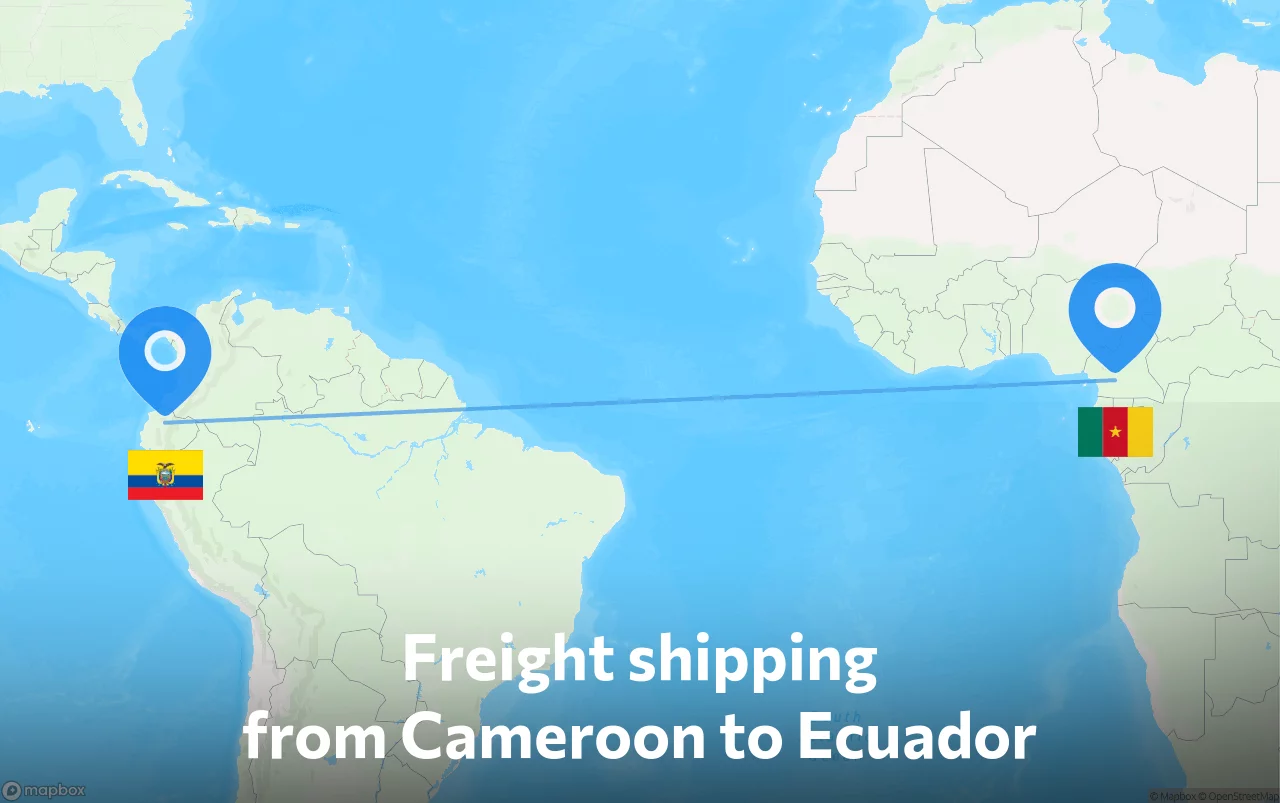 Shipping route from Cameroon to Ecuador