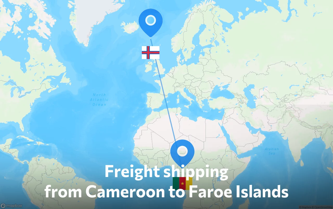Shipping route from Cameroon to Faroe Islands