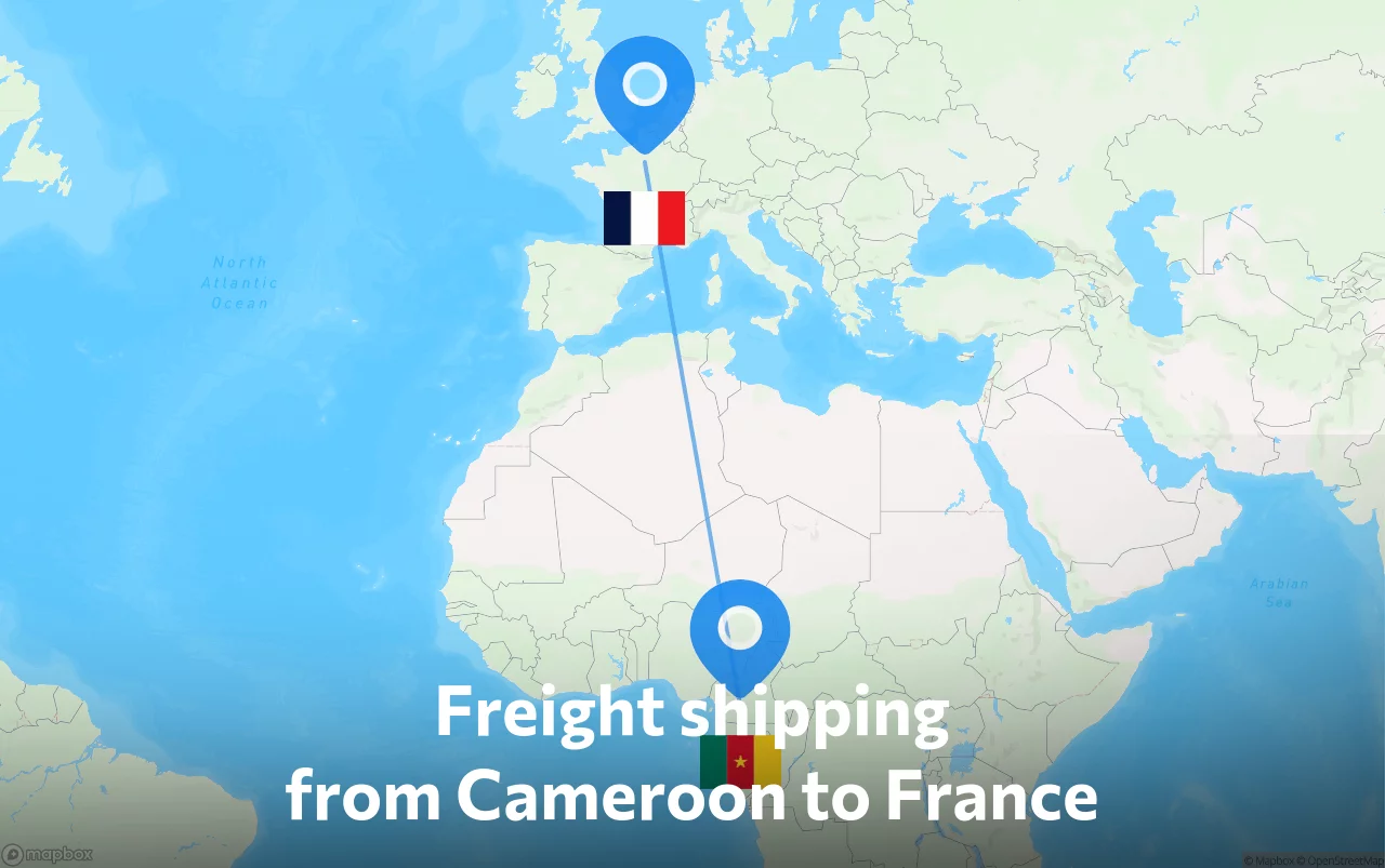 Shipping route from Cameroon to France