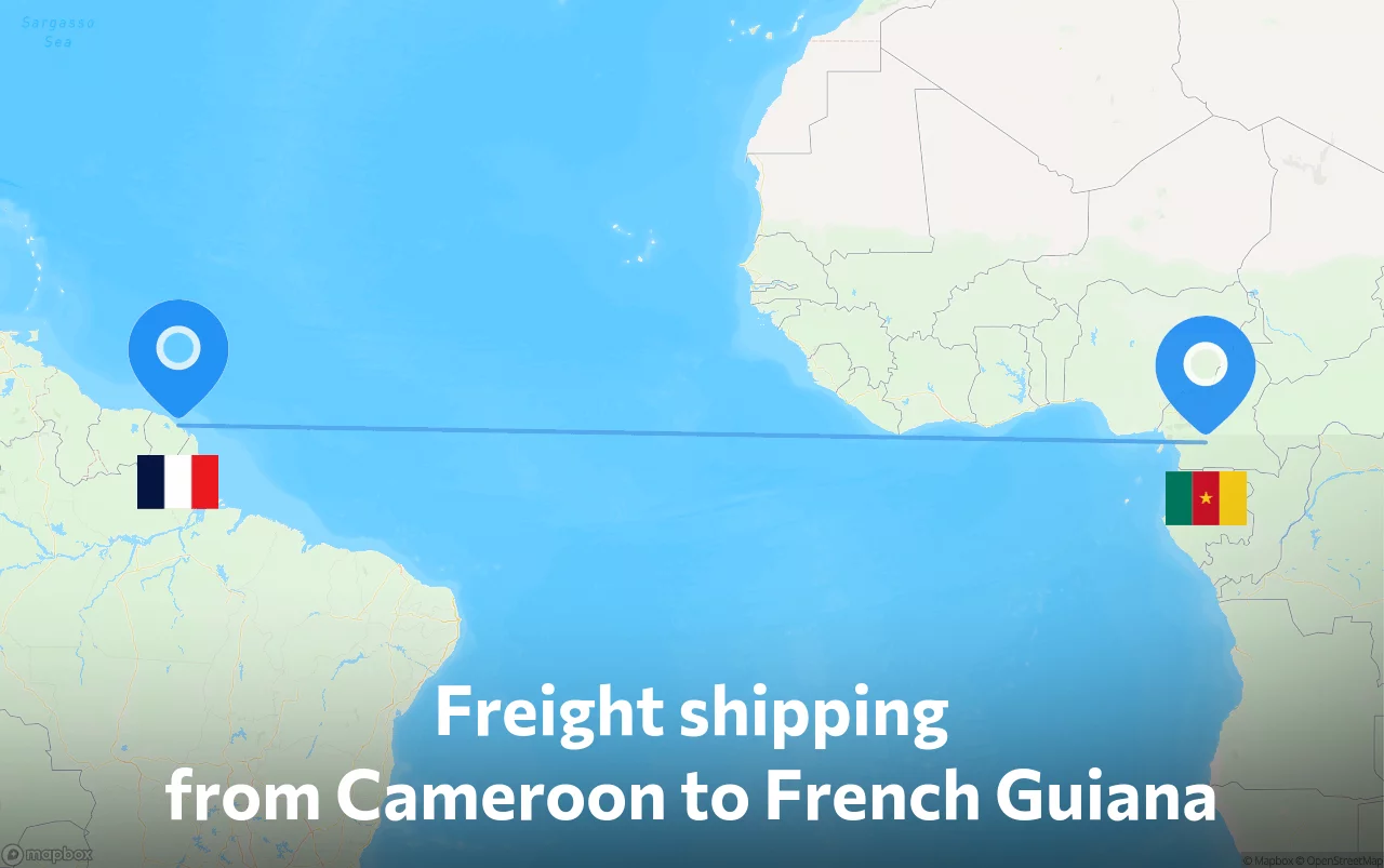 Shipping route from Cameroon to French Guiana