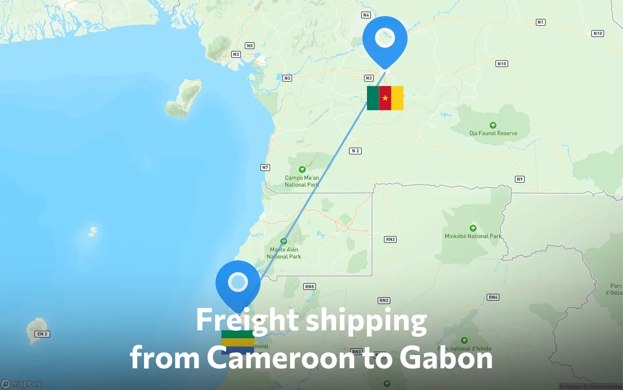 Shipping route from Cameroon to Gabon