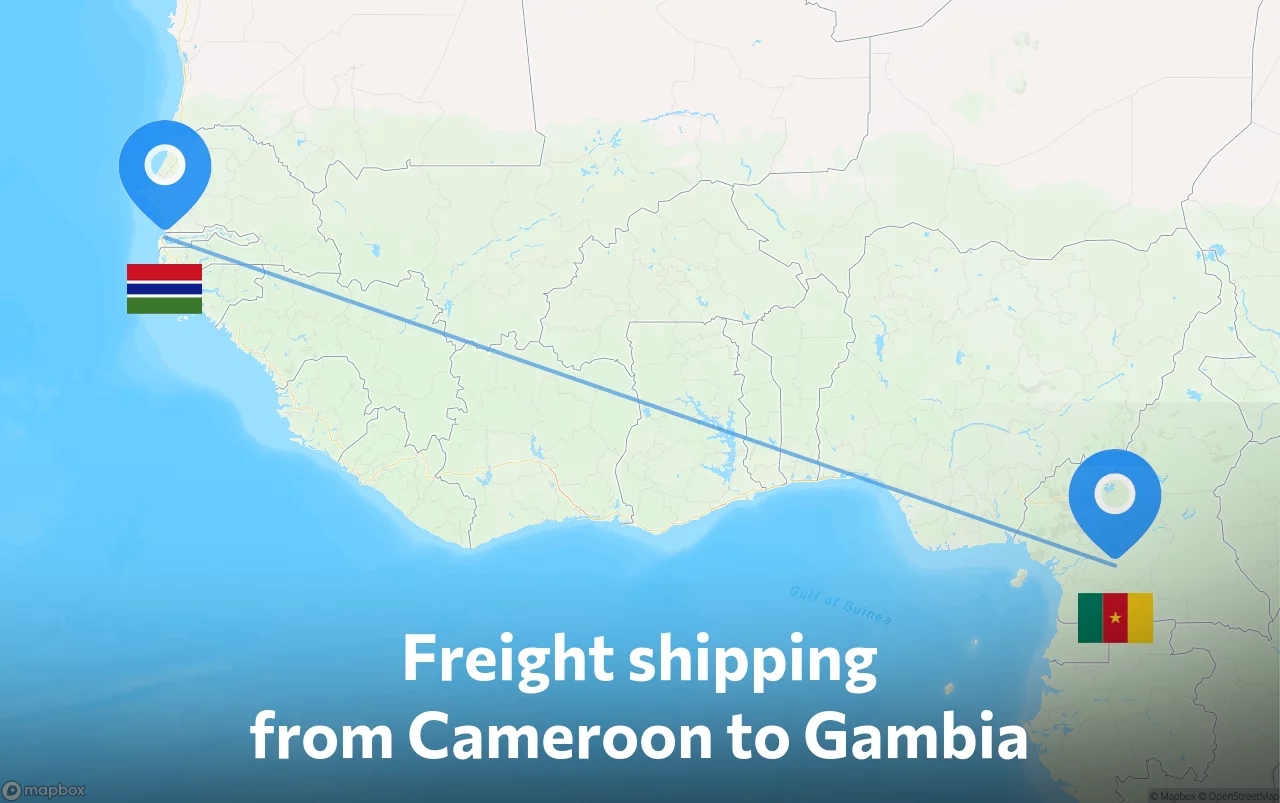 Shipping route from Cameroon to Gambia