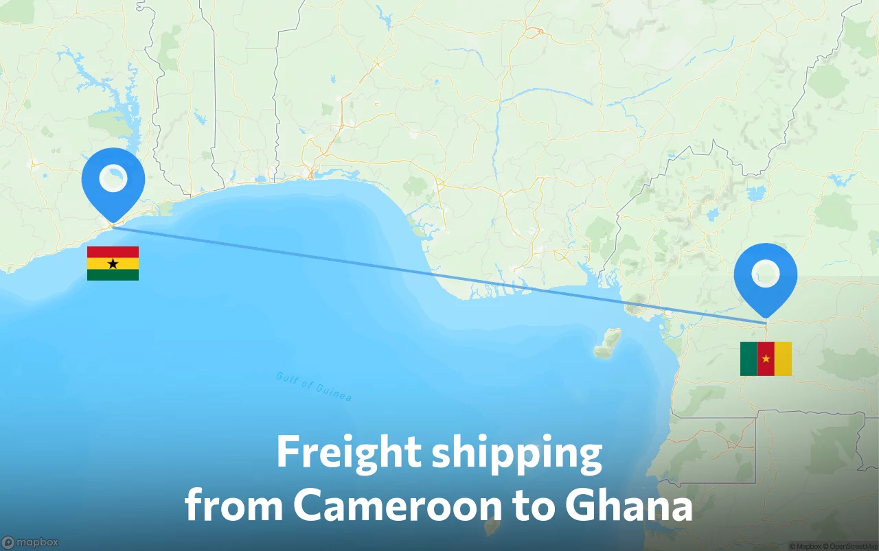 Shipping route from Cameroon to Ghana