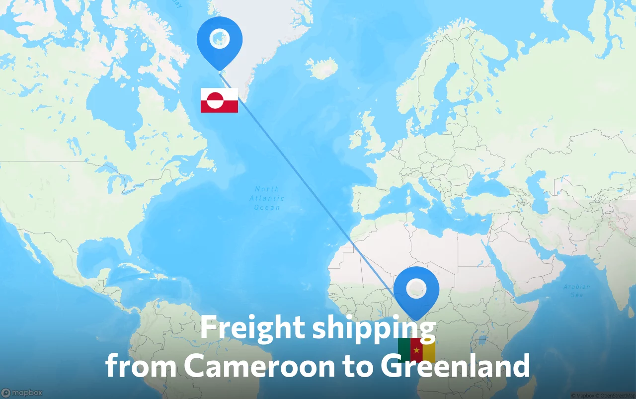 Shipping route from Cameroon to Greenland