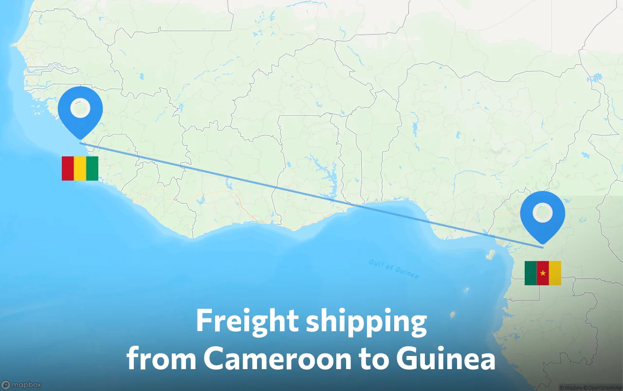 Shipping route from Cameroon to Guinea