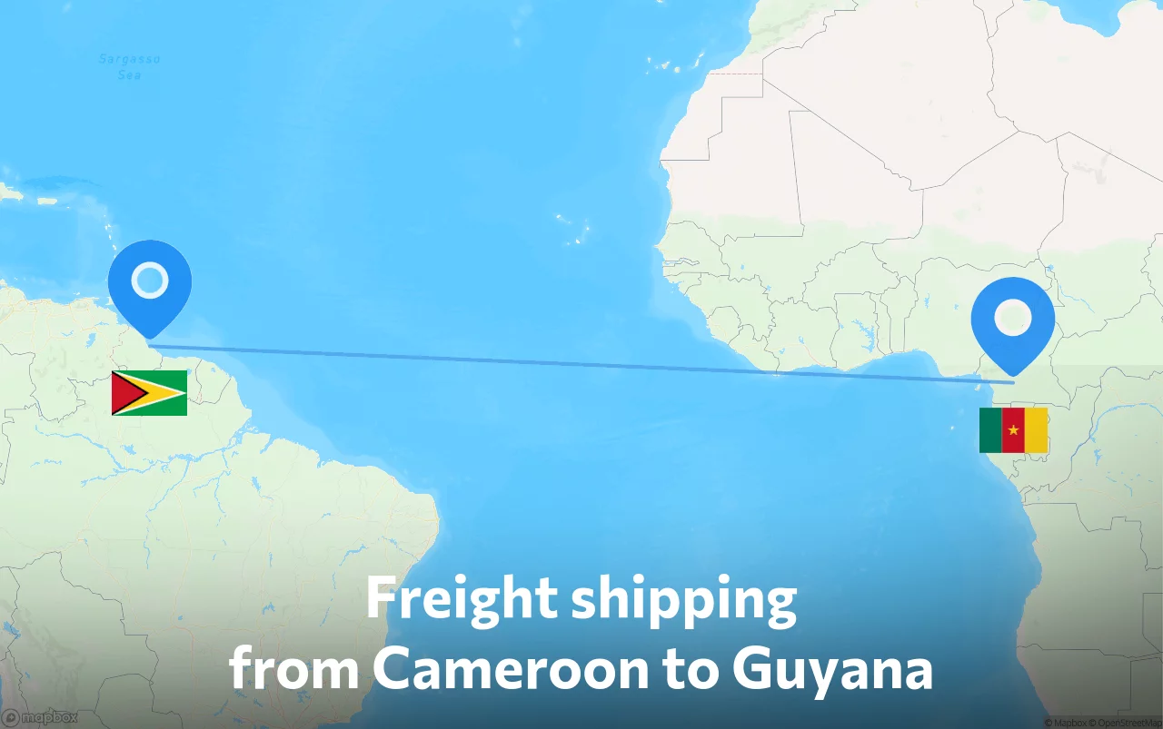 Shipping route from Cameroon to Guyana