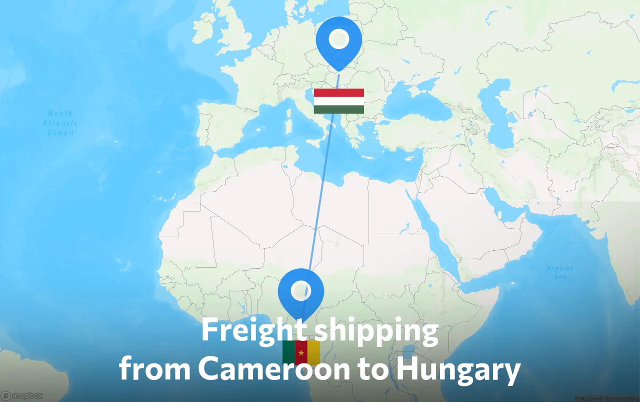 Shipping route from Cameroon to Hungary