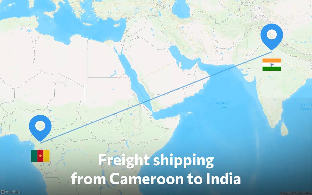Shipping route from Cameroon to India