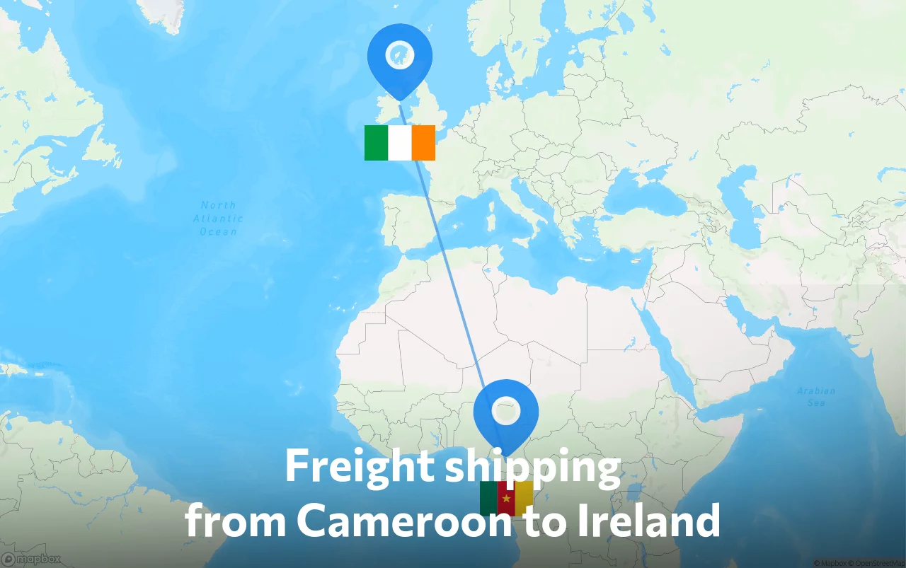 Shipping route from Cameroon to Ireland