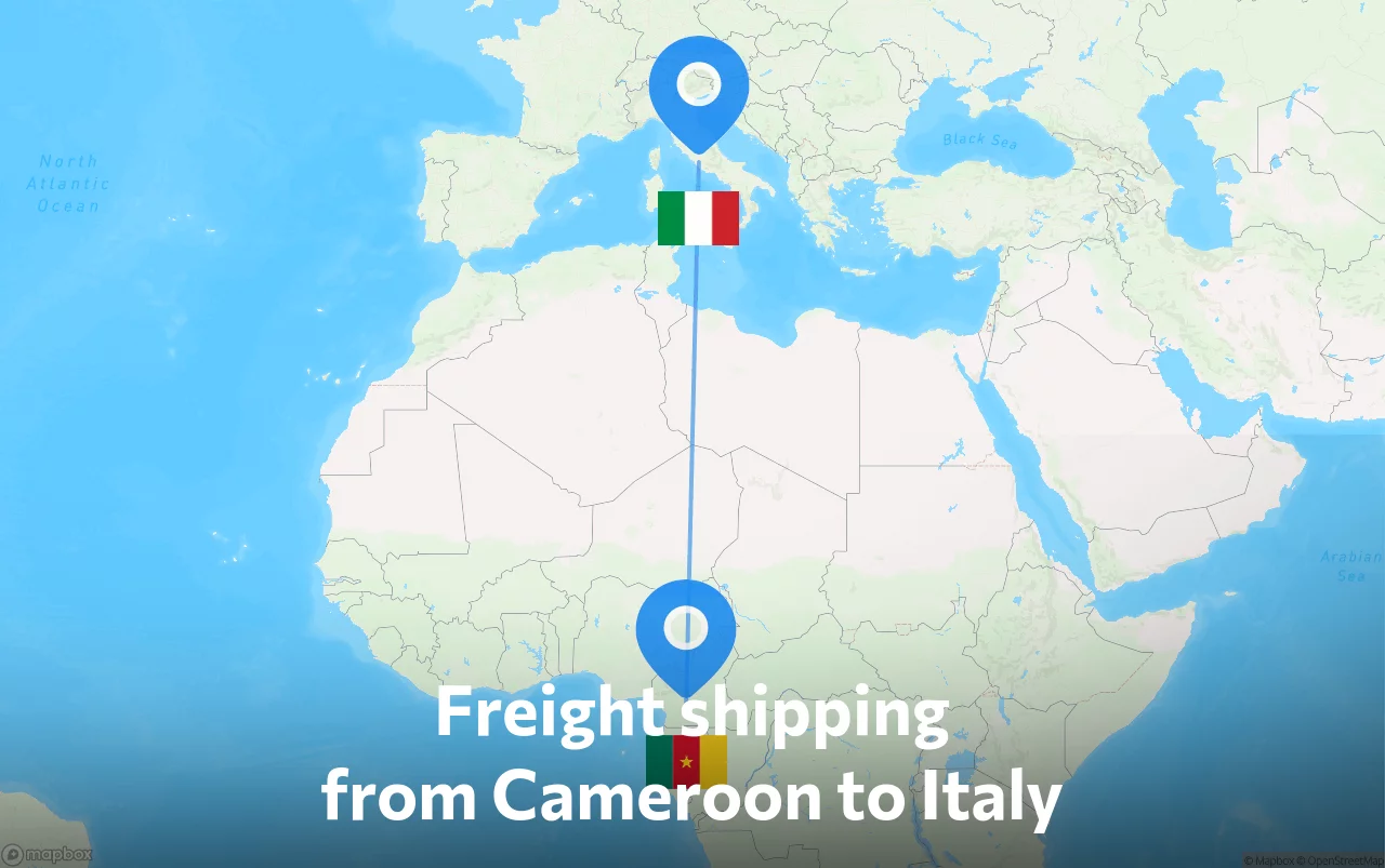 Shipping route from Cameroon to Italy