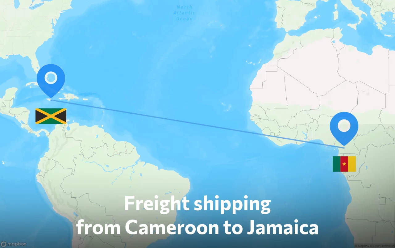 Shipping route from Cameroon to Jamaica