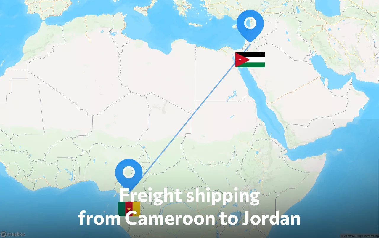 Shipping route from Cameroon to Jordan