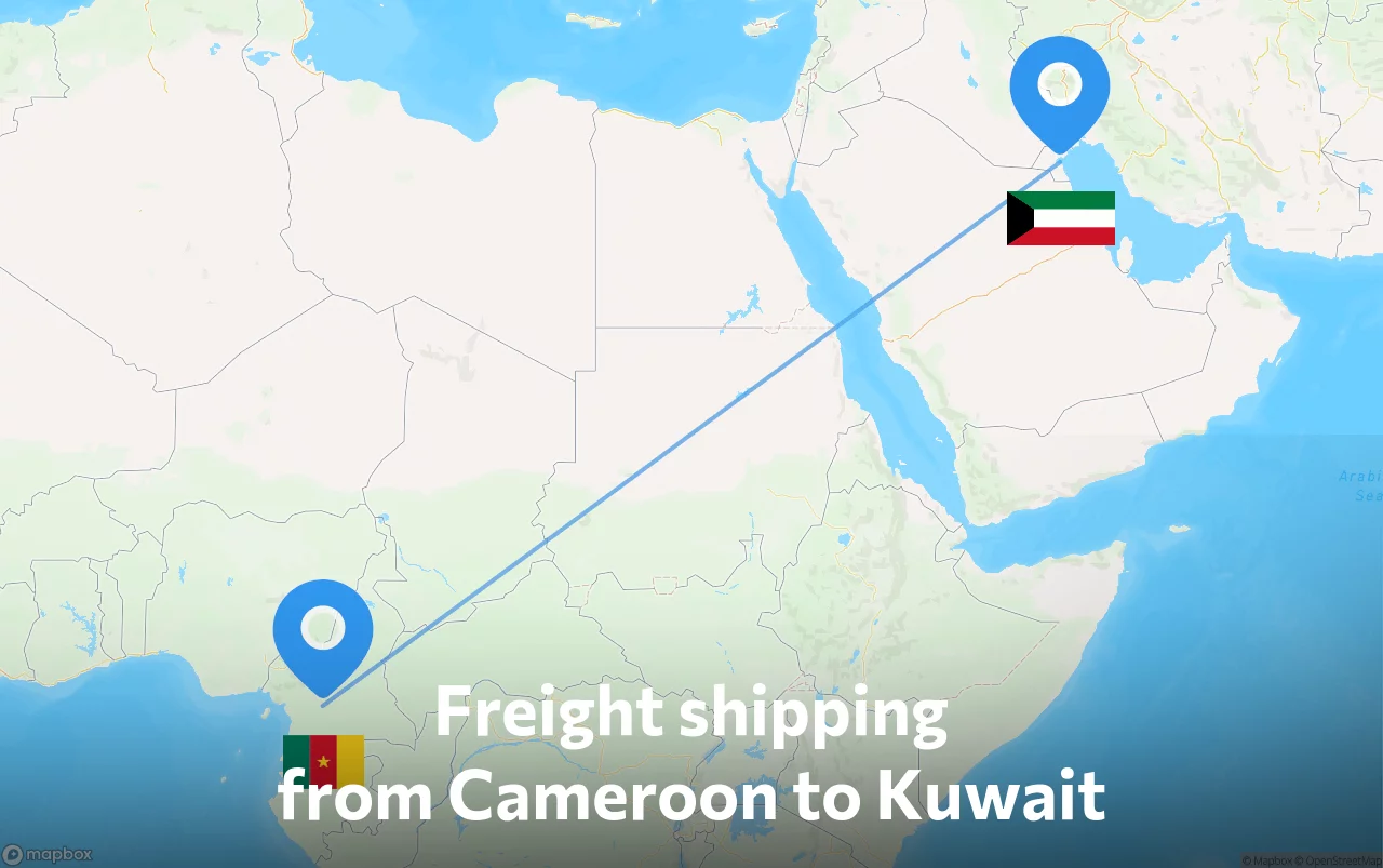 Shipping route from Cameroon to Kuwait